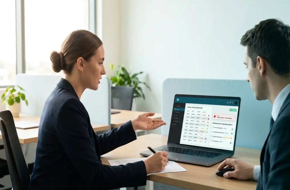 Australian compliance team reviewing AUSTRAC reporting requirements and suspicious transaction information