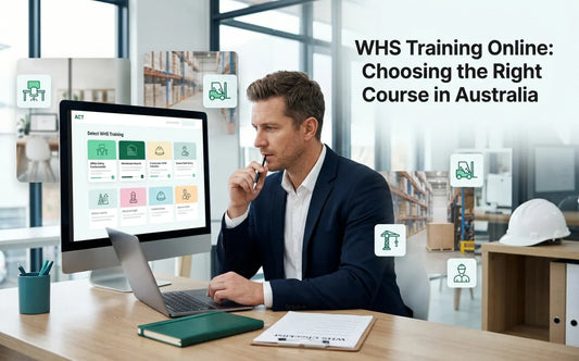 Australian manager reviewing WHS training options for different workplace roles